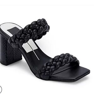 Dolce Vita Braided Heeled Sandals Paily black vegan leather size 6 new